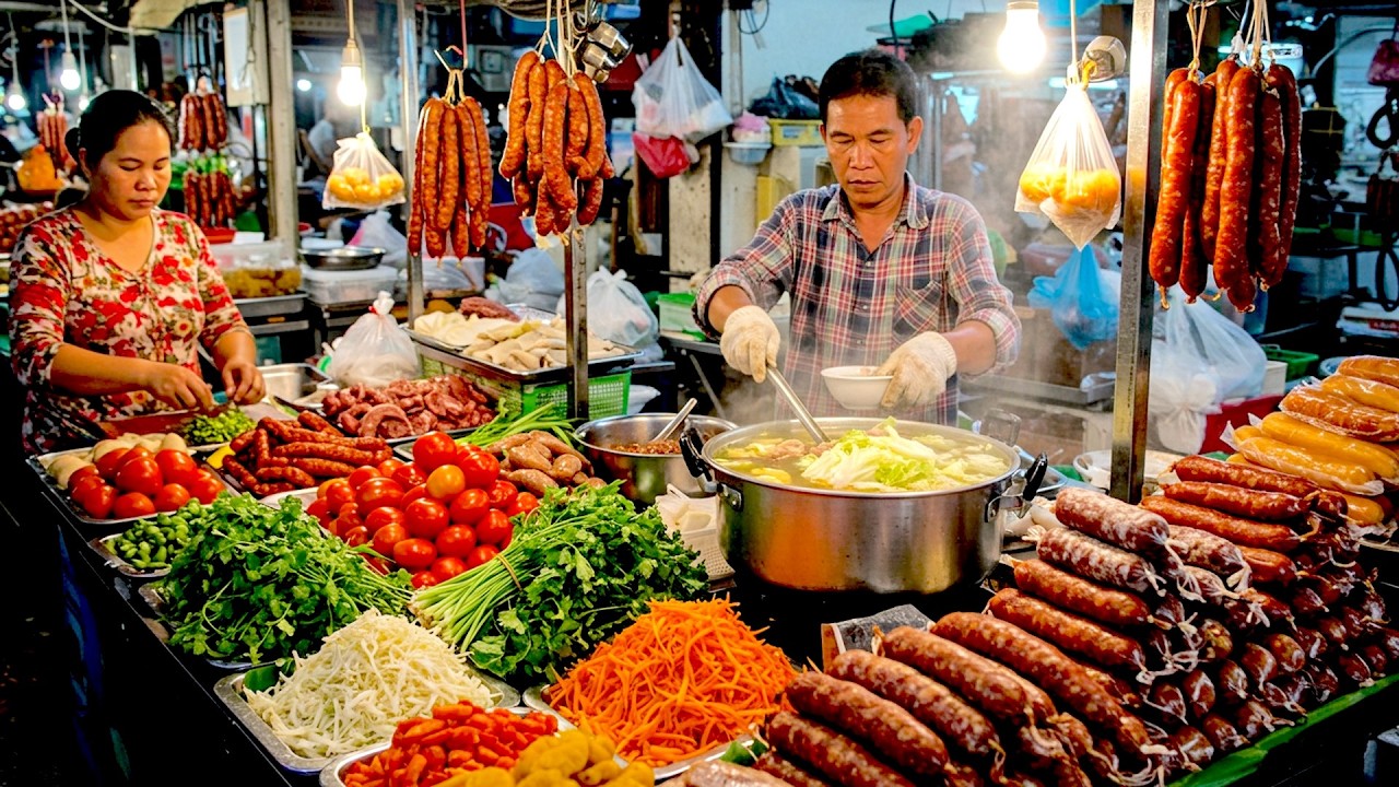 Cambodian Street Food Feast! Porridge, Papaya Salad & $0.75 Rolls 🍜