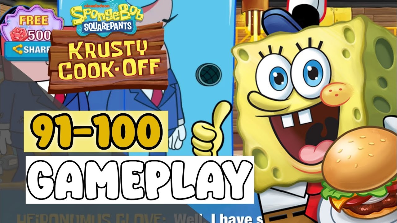 THUMB BUDDY'S TACOS GLOVE WORLD Level 91-100 - SpongeBob: Krusty Cook-Off - Gameplay Walkthrough