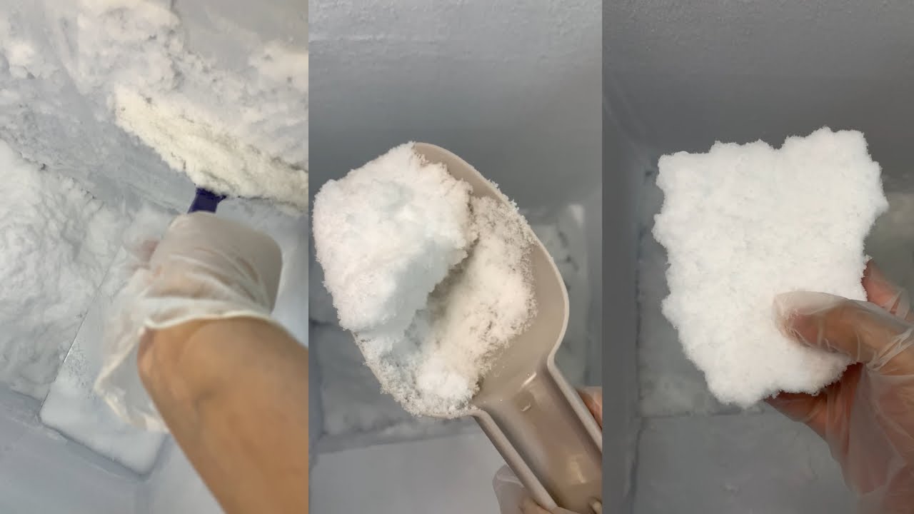 FREEZER FROST WALL SCRAPING, EATING SCOOPFUL AND CHUNK OF FROST🤤❄️ICE EATING ASMR #asmr #viral #fyp 