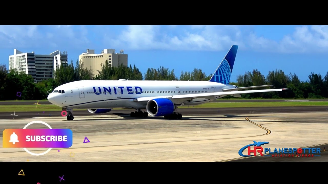 (4K) United Airlines 777 New Livery at San Juan,Puerto Rico