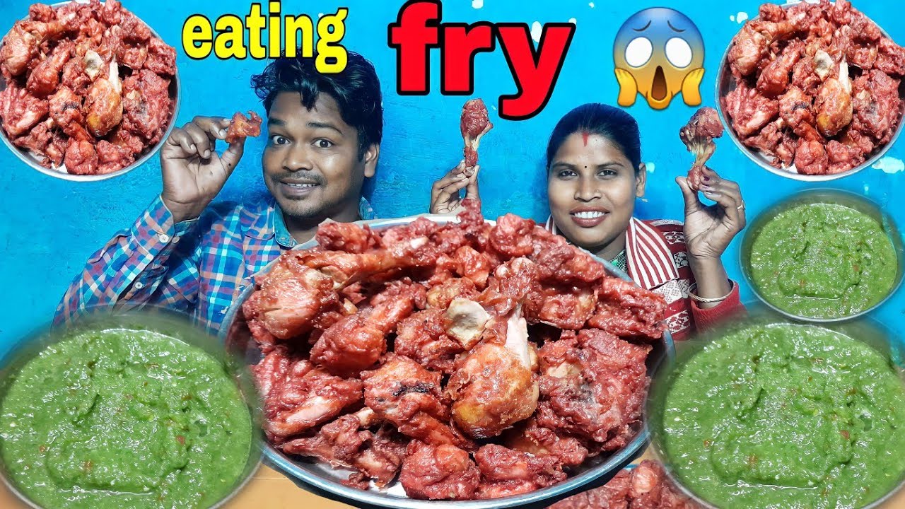 eating show | Chicken fry Chicken pakoda today dinner eating | asmr mukbang chicken fry chatni