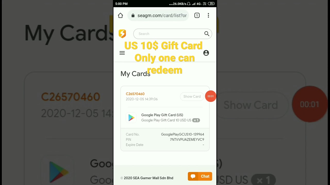 Free 10 dollar Google play gift Card
