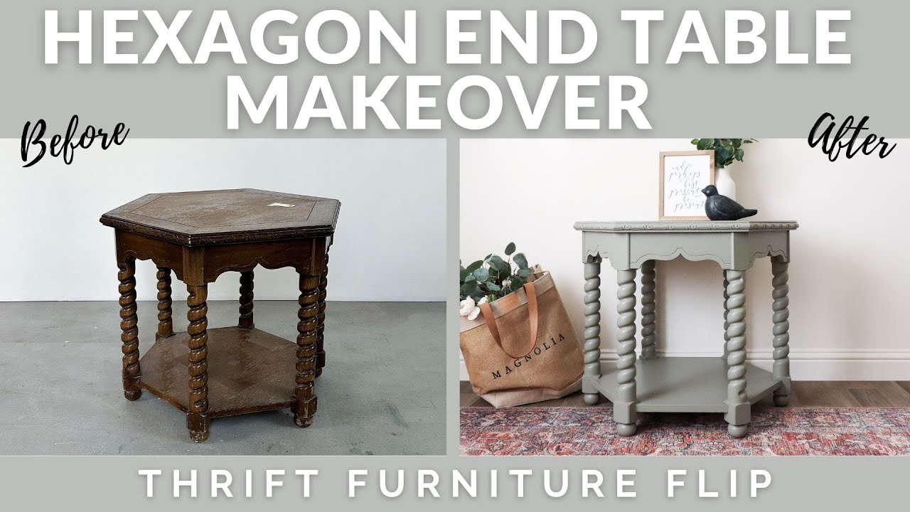 Hexagon End Table Makeover | Thrift Furniture Flip