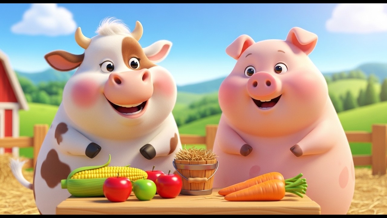 Cow vs Pig Food Challenge on Old MacDonald’s Farm! 🐄🐖 Fun Kids Animal Song