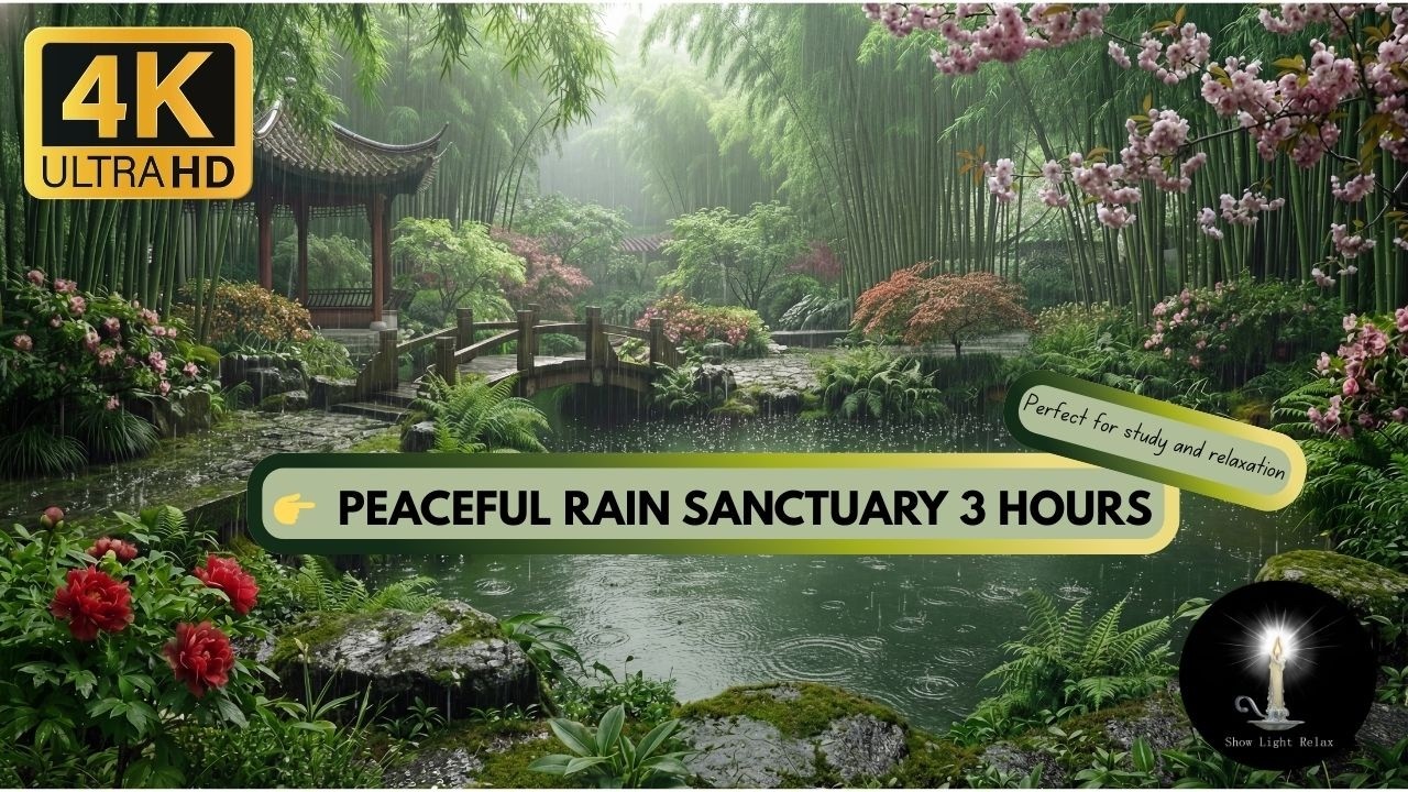 Relaxing Rain Sounds in a Peaceful Chinese Garden 🌧️ Pond Ambience for Sleep, Study, Meditation