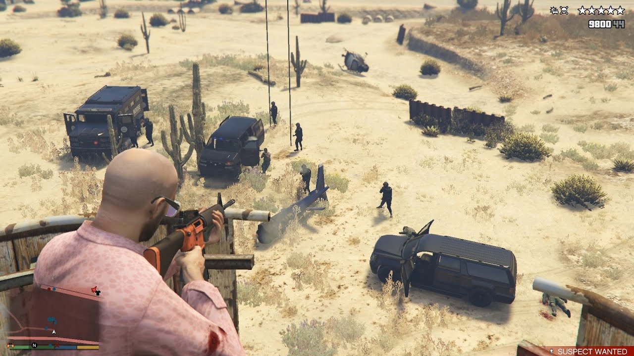 GTA V Bloodbath Terror In The Desert + Six Star Wanted Level Escaped(RDE 3.1.7)