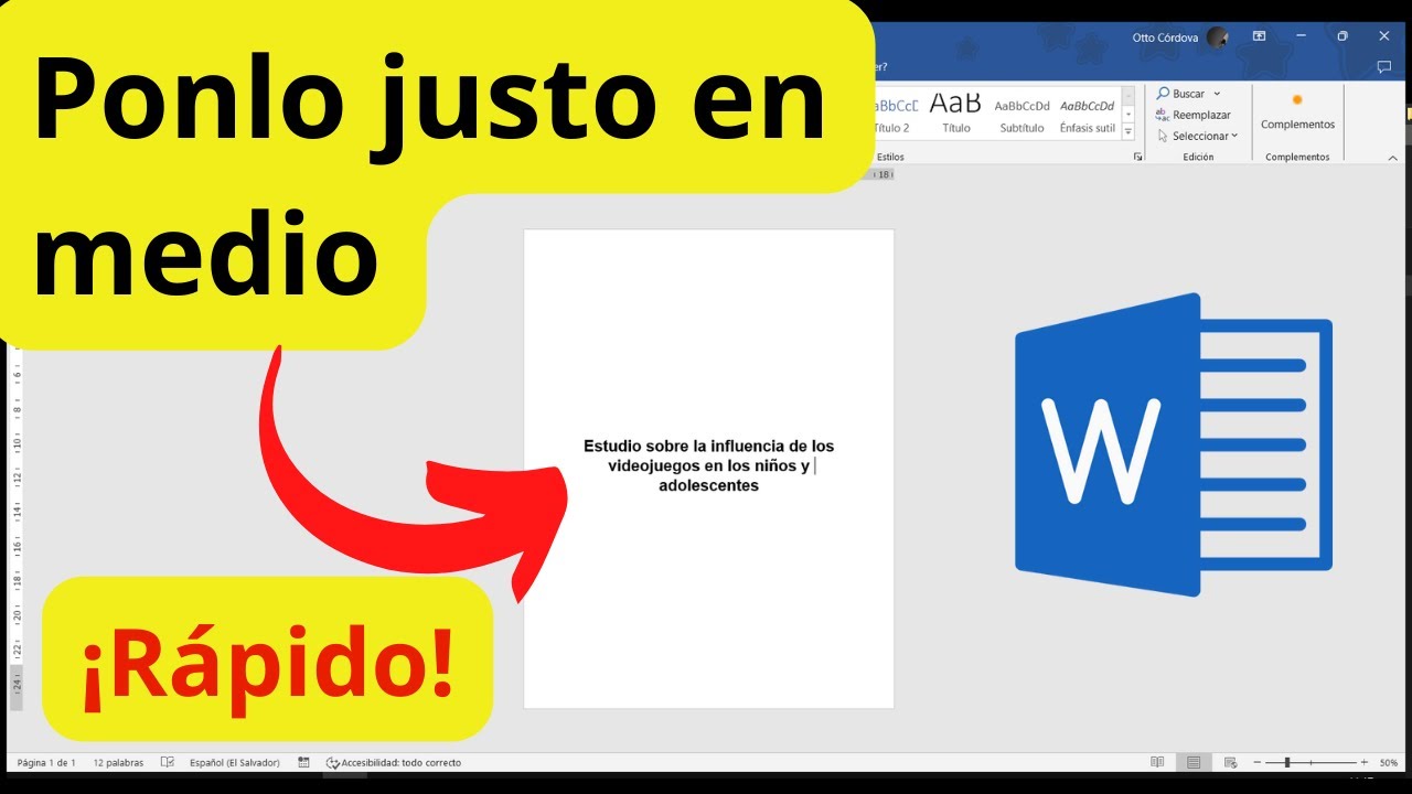 Word: C&oacute;mo poner texto justo en medio de p&aacute;gina