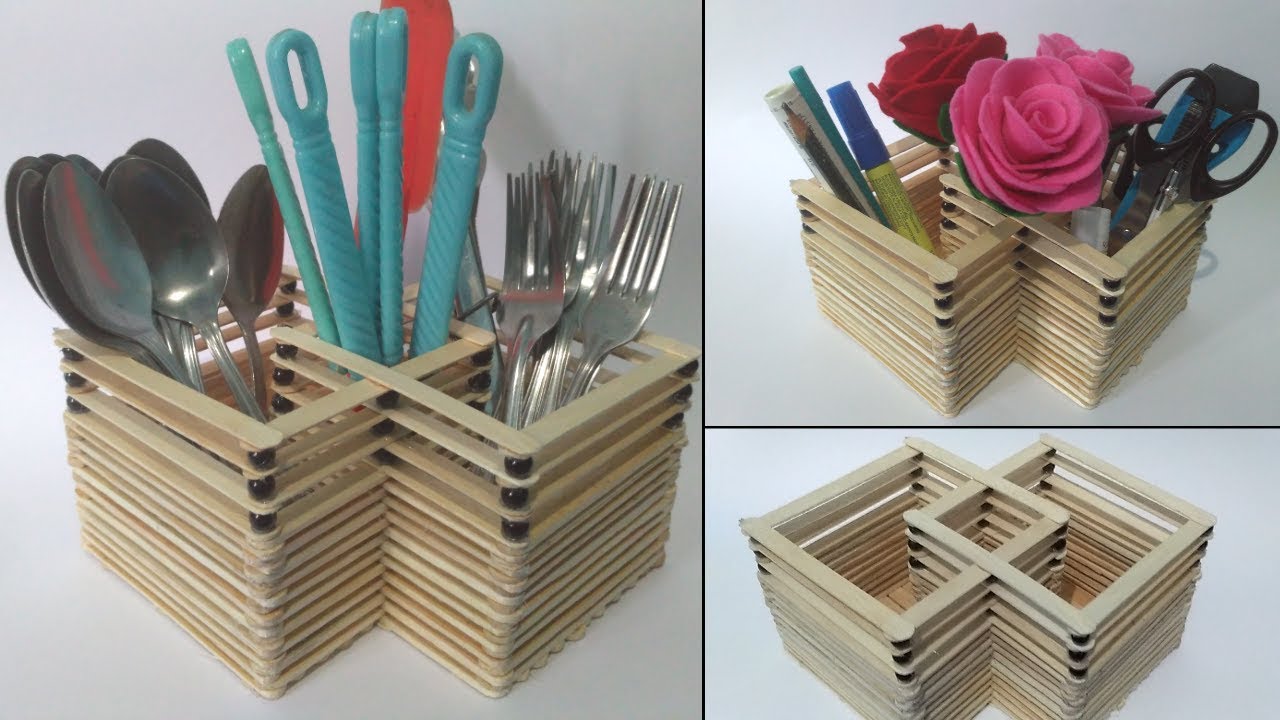 How To Make Ice Cream Stick kitchen organizer || Best Out Waste Material Craft Ideas