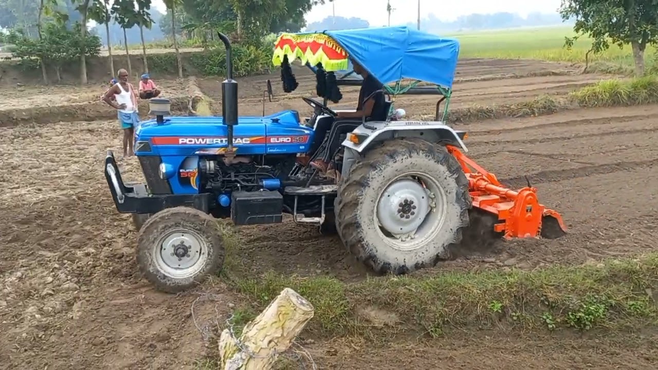 rotavat ka phar Chenja kiya to khet me tractor dyath rha hai powertac euro 50 #avinashbhaitractor