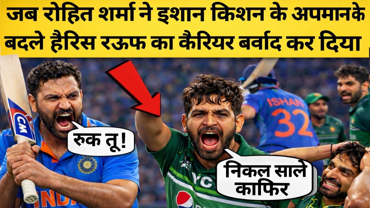 जब रोहित शर्मा ने इशान किशन को आउट करके गाली दे रहे घमंडी हैरिस रऊफ का करियर तबाह बर्बाद कर दिया