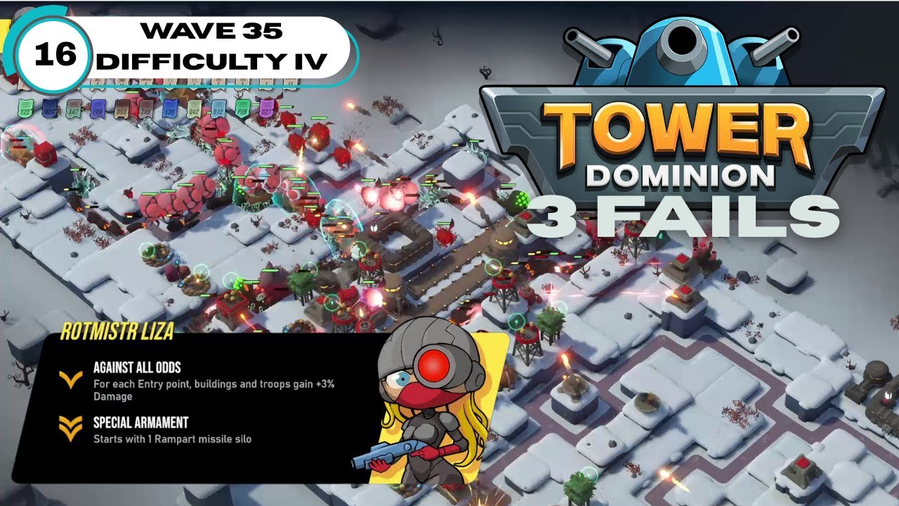 Attempting difficulty 4 in Tower Dominion with Rotmistr Liza | Wave 35 / No Commentary