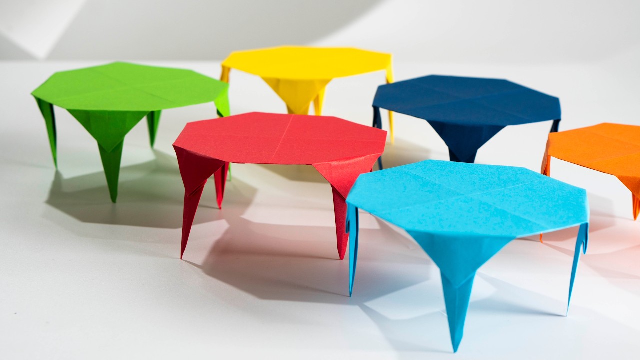 How to make a paper table. Origami table.