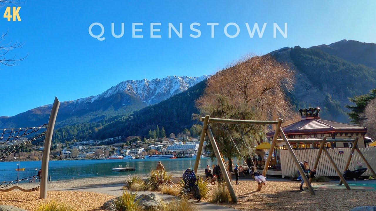 Queenstown New Zealand Walking Tour Winter 2022 4K | Queenstown Gardens to City Centre | NZ Walks