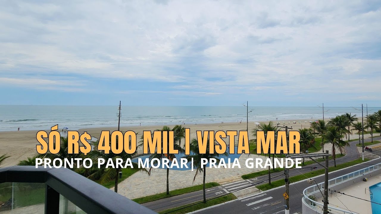 VISTA PARA O MAR! 🌊 Apartamento NOVO Pé na Areia na Praia Grande | 2 Dorms só R$ 400 Mil