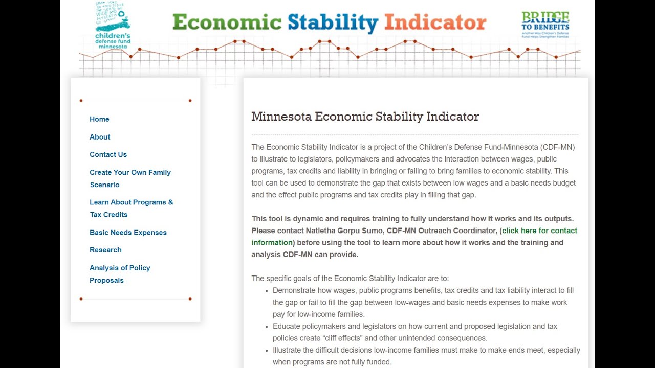 Economic Stability Indicator tool - Benefits Cliffs Demonstration