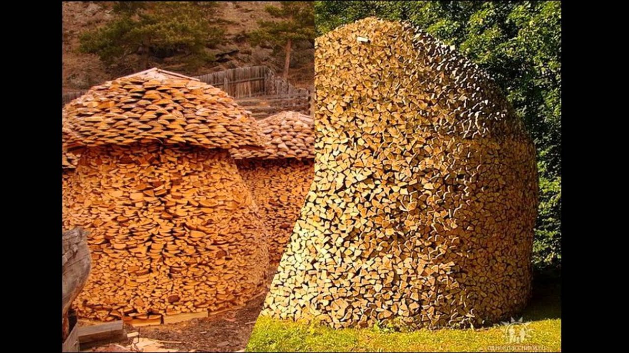 Fachgerechtes Holzstapeln von Kaminholz