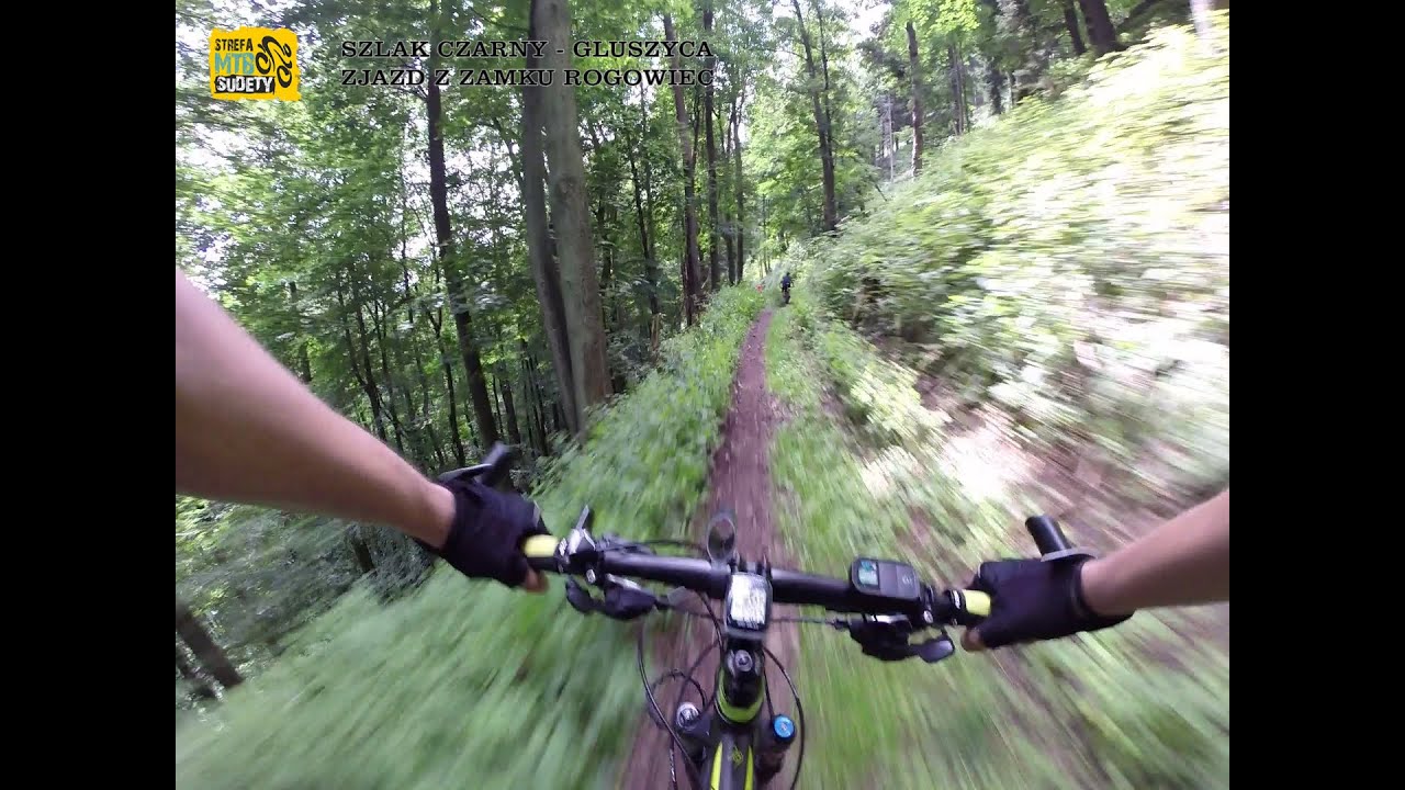 Czarny Głuszyca MTB zjazd z Zamku Rogowiec Strefa MTB Sudety