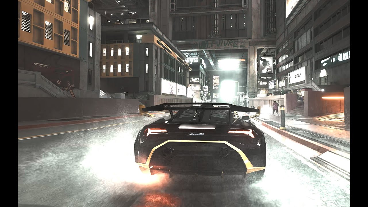 Super Wet Lamborghini Huracan STO quick crashed - Cyberpunk 2077 4K Ultra Path Tracing psycho