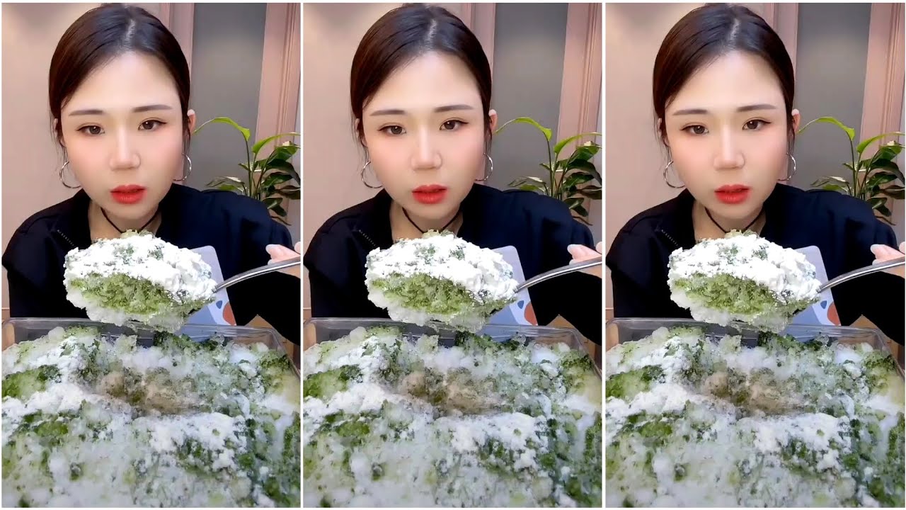 ASMR ICE EATING with MATCHA and MILK POWDER