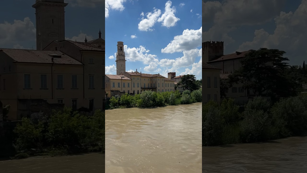 The river flows by the beautiful cathedral of Verona