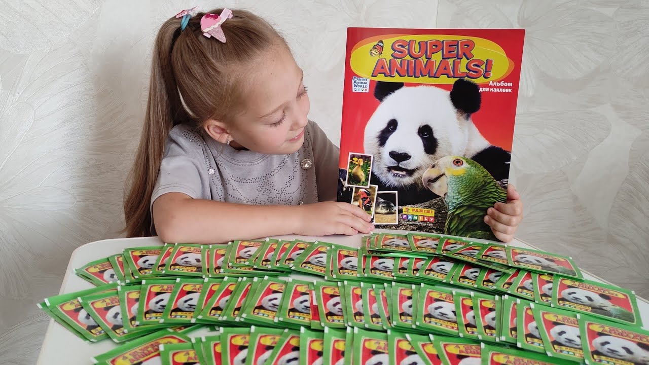 100 пакетиков ❤️ Super Animals, PANINI. Альбом с наклейками от панини