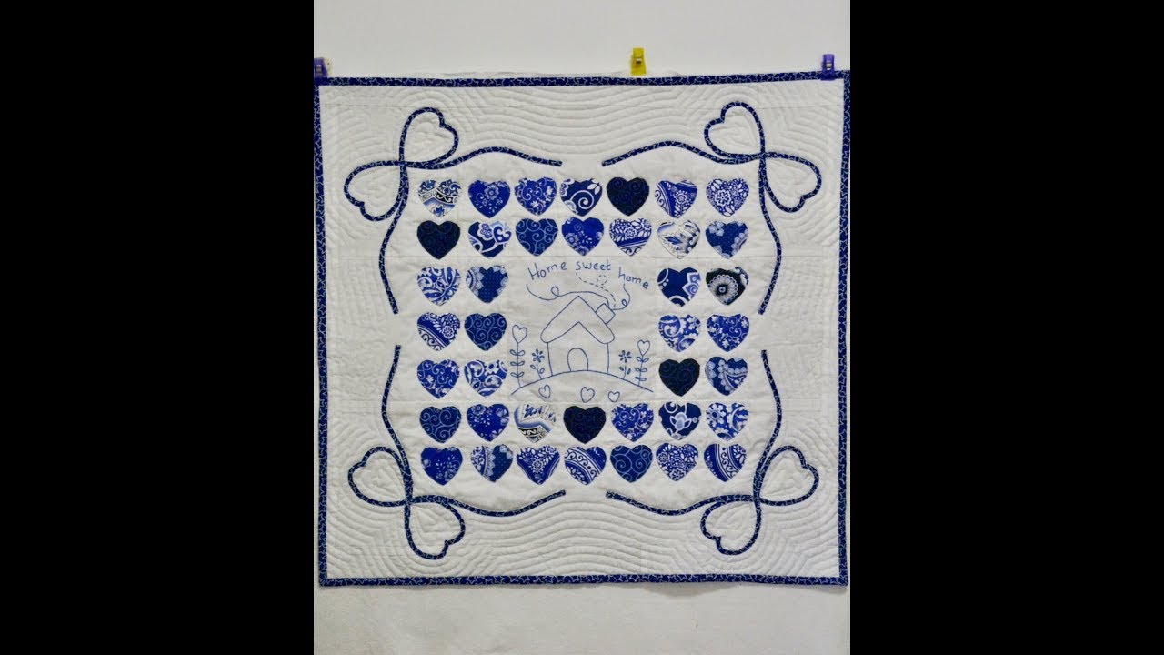home sweet home bluework/redwork quilt