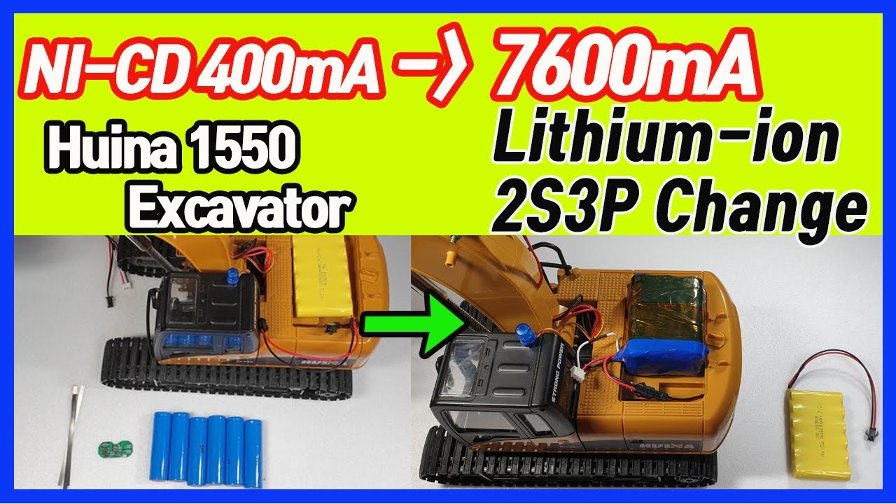 huina battery upgrade  ( Lithium-ion  2S3P 7600mA ) / huina 1550 Excavator / 진반장