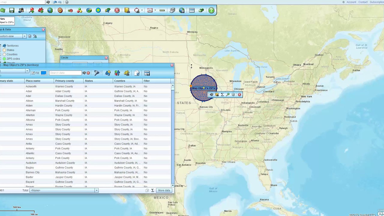 Extract Boundary ZIP Codes by Map Object in Map Business Online