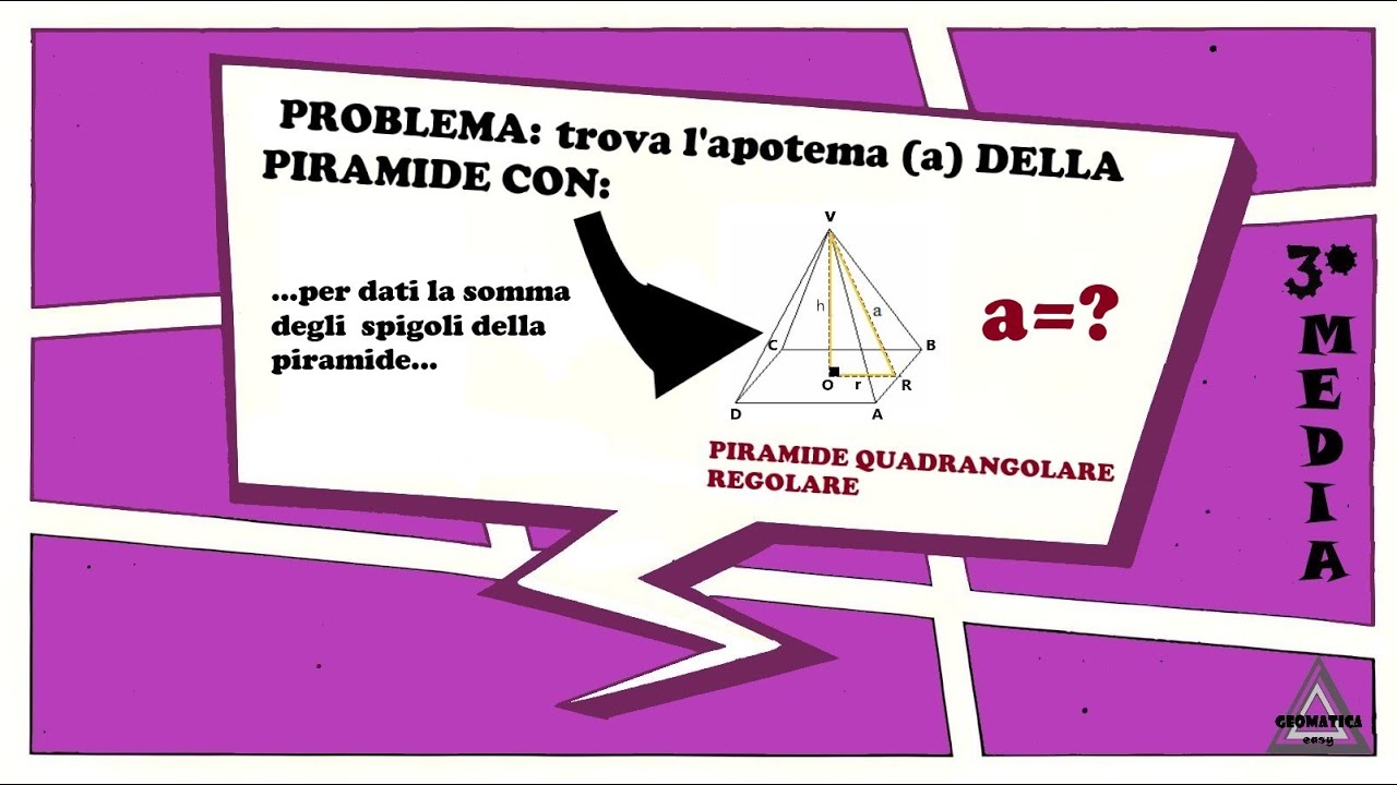 Calcolare l'apotema di una piramide quadrangolare regolare #Piramide#Apotema#FormuleGeometriche
