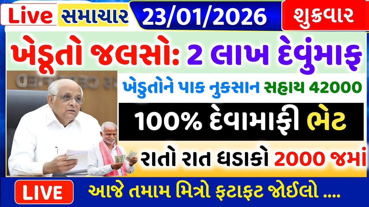 આજના તાજા 30 મોટા સમાચાર || 22 જાન્યુઆરી 2026 || હવામાન,ખેડૂત યોજના,પેટ્રોલ,KYC,GST #gujarat