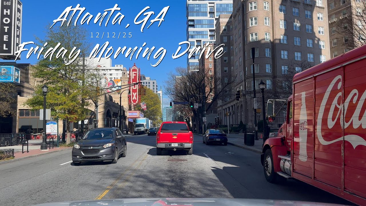 🚗💨 4K 60FPS Action-Packed‼️Friday Morning Drive on Peachtree Street | Beautiful Sunny Atlanta 🌞🏙️