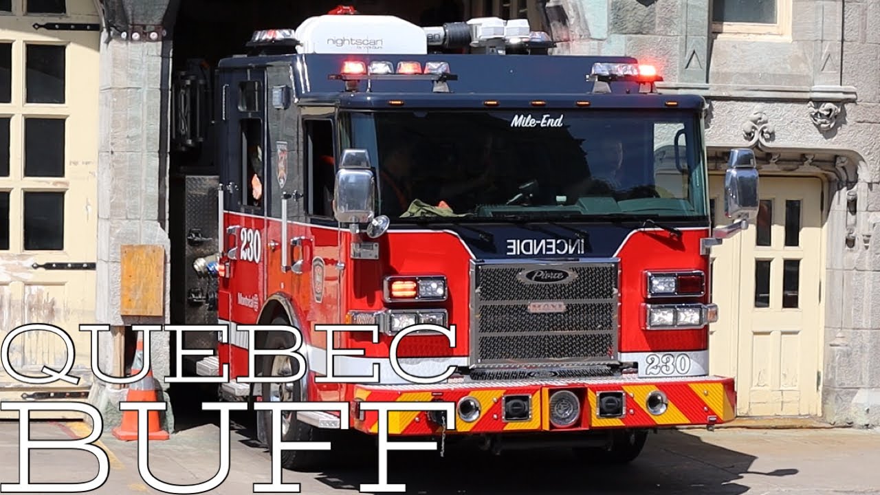 Montreal Fire Department (SIM) Pumper 230 responding from fire station 30 in the Mile-End.