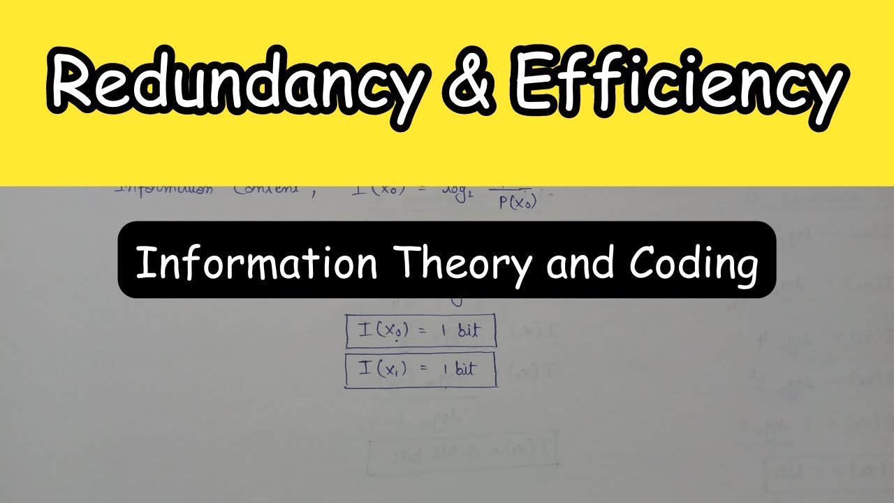 Redundancy and Efficiency | Information Theory and Coding