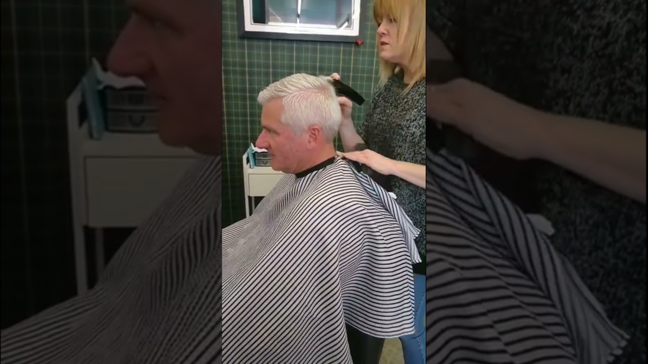 the old man gets a buzzcut