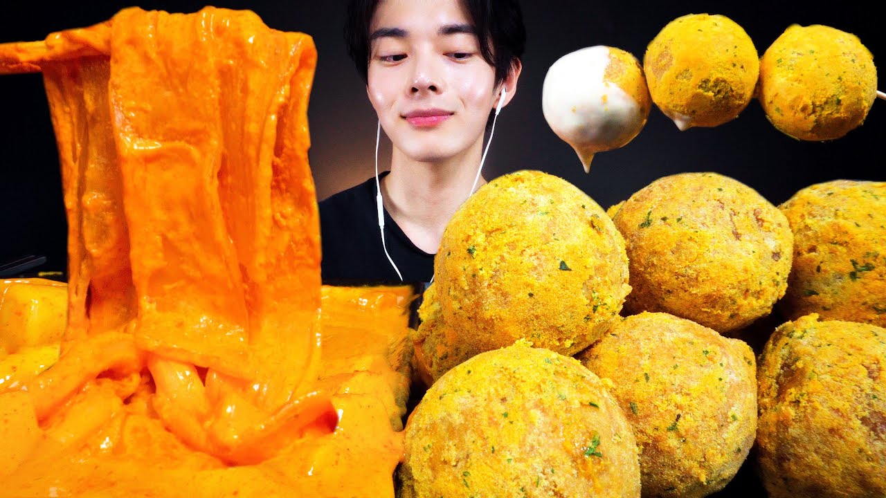 ASMR MUKBANG 신전떡볶이 중국당면 로제떡볶이 뿌링뿌링 치즈볼 먹방 Spicy Cream Tteokbokki & FRIED CHEESEBALL eating sounds