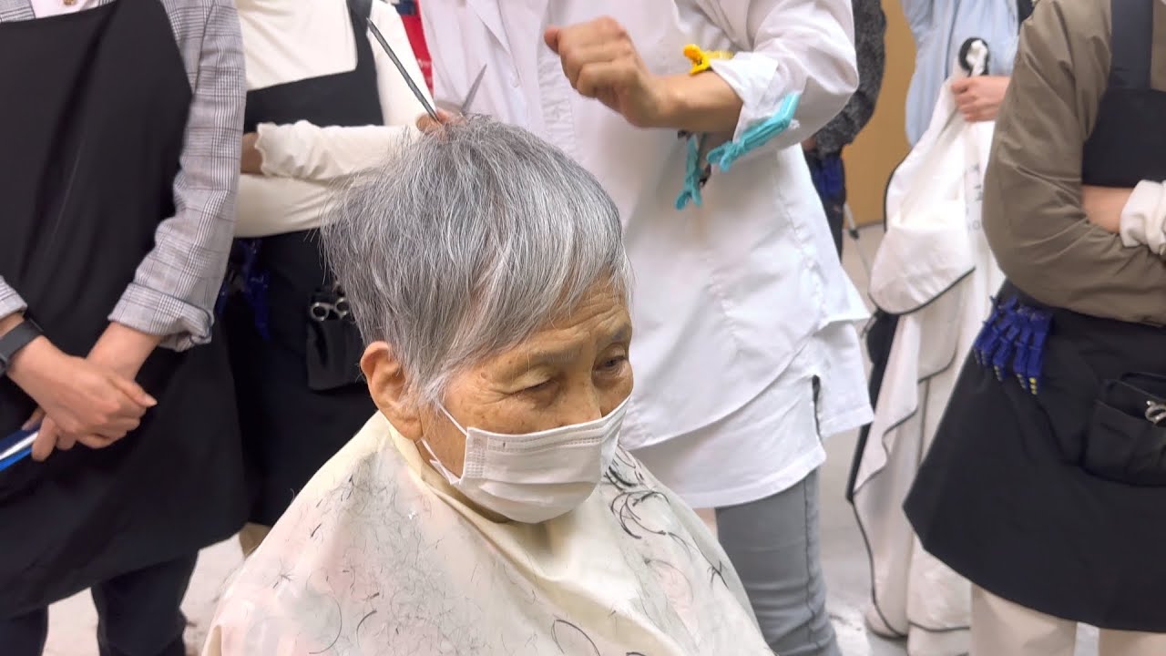 할머니 머리 헤어컷  볼륨있게 커트 하기