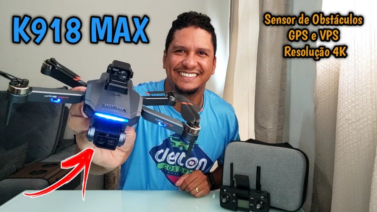 K918 MAX unboxing drone barato com GPS, motor brushless, para iniciantes