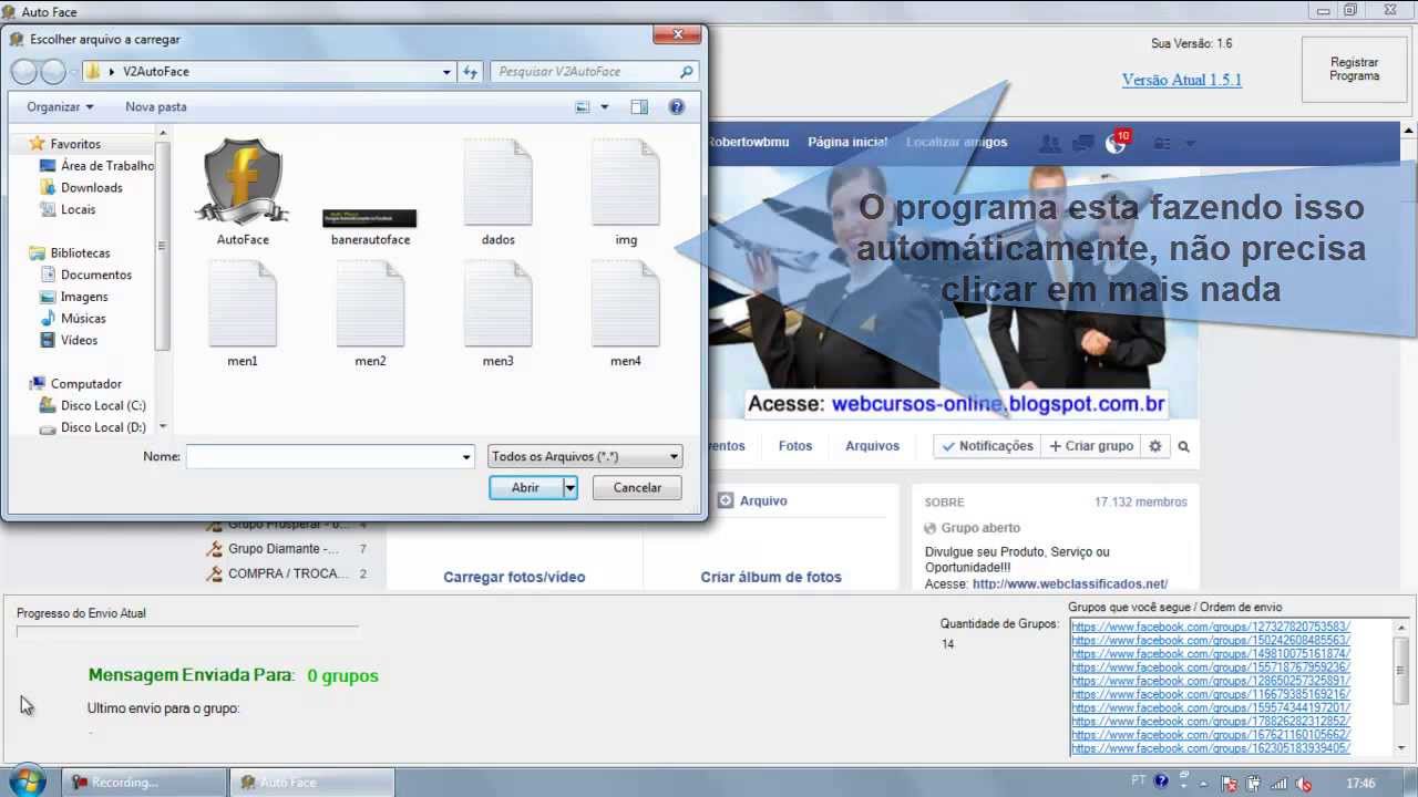 Auto Face programa para divulgar site automaticamente no Facebook