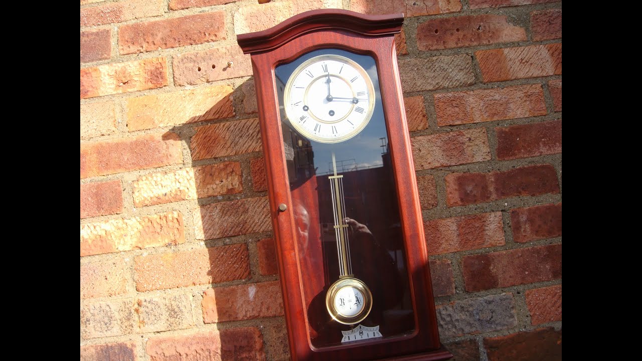 German Hermle Westminster striking Wall Clock With Key & Pendulum See Video