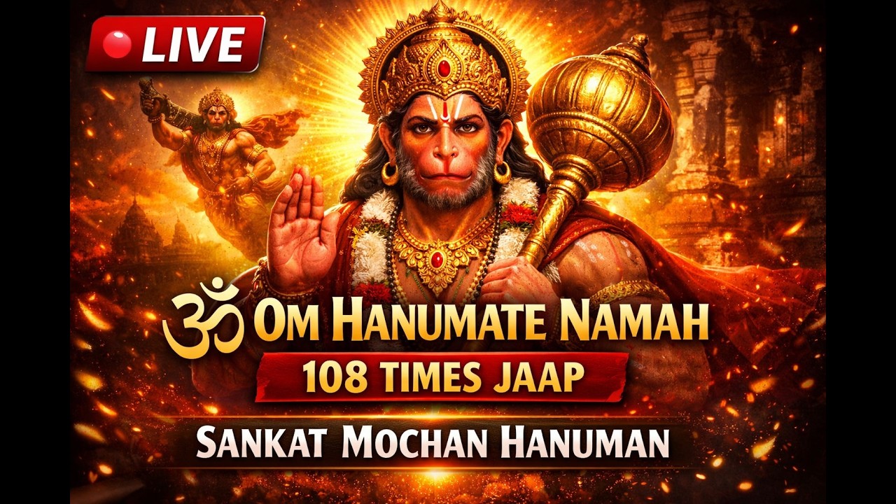 LIVE 🔴 Om Hanumate Namah | Powerful Hanuman Mantra Chanting | 108 Times Jaap | Sankat Mochan Hanuman