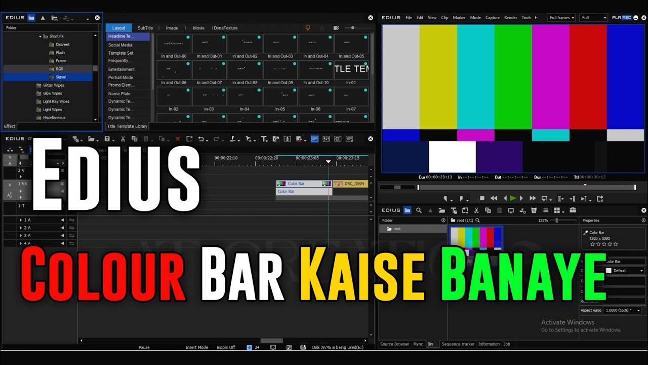 How to Create Colour Bar ON Edius | Edius Me Colour Bar Kaise Banaye