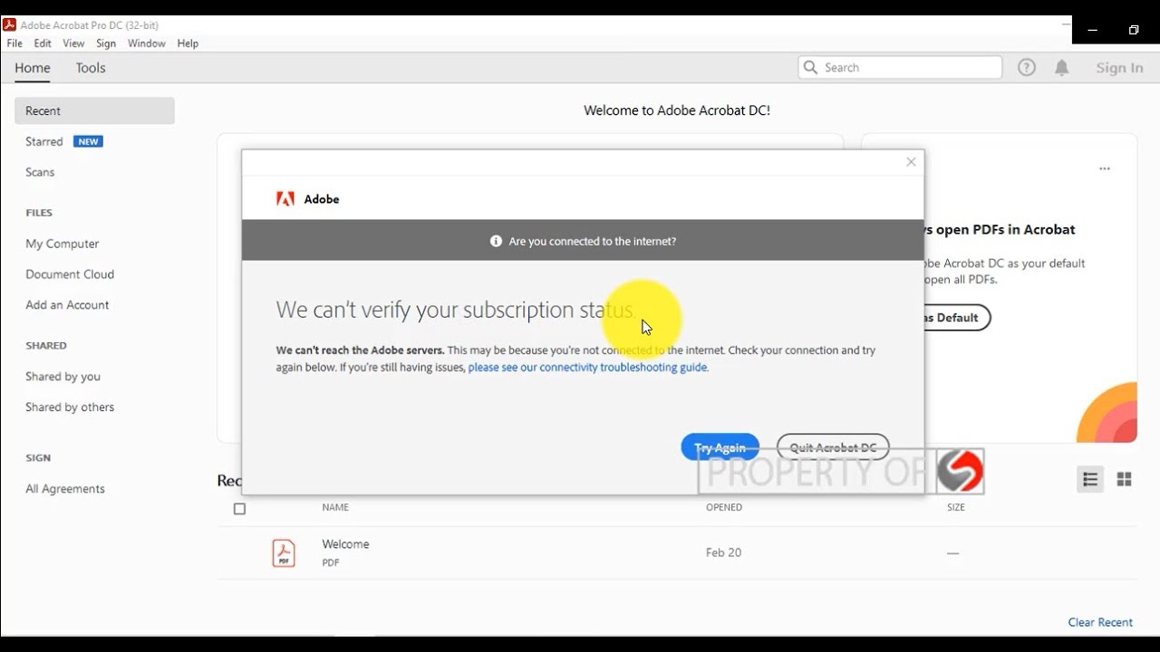 Cara Menghilangkan We Cant Verify Your Subscribtion Adobe Acrobat DC