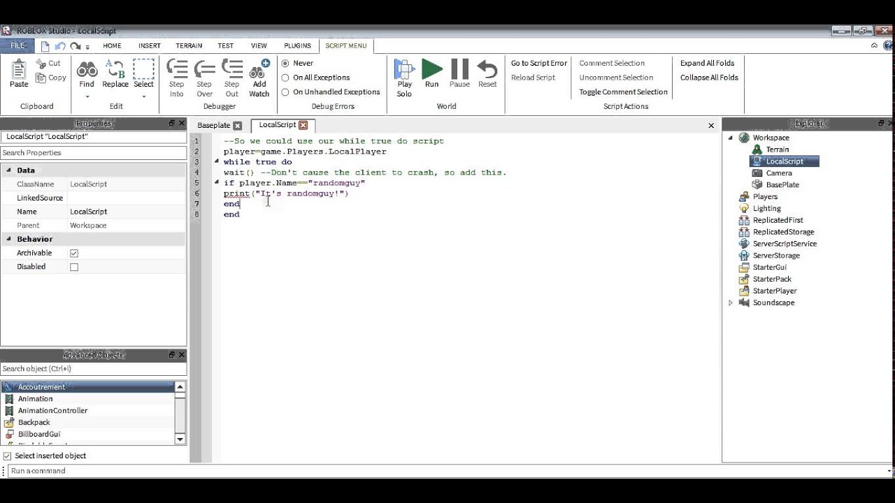 Roblox Scripting Tutorial : Local Scripts