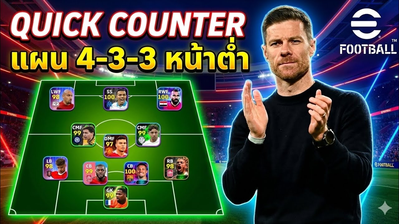 eFootball Quick Counter แผน 4-3-3 หน้าต่ำ