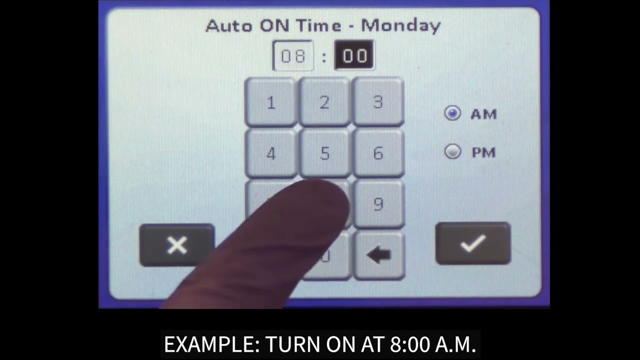 Setting the Auto Run Timers on the TouchLink Control System (Biosafety Cabinet Class II Type A2)