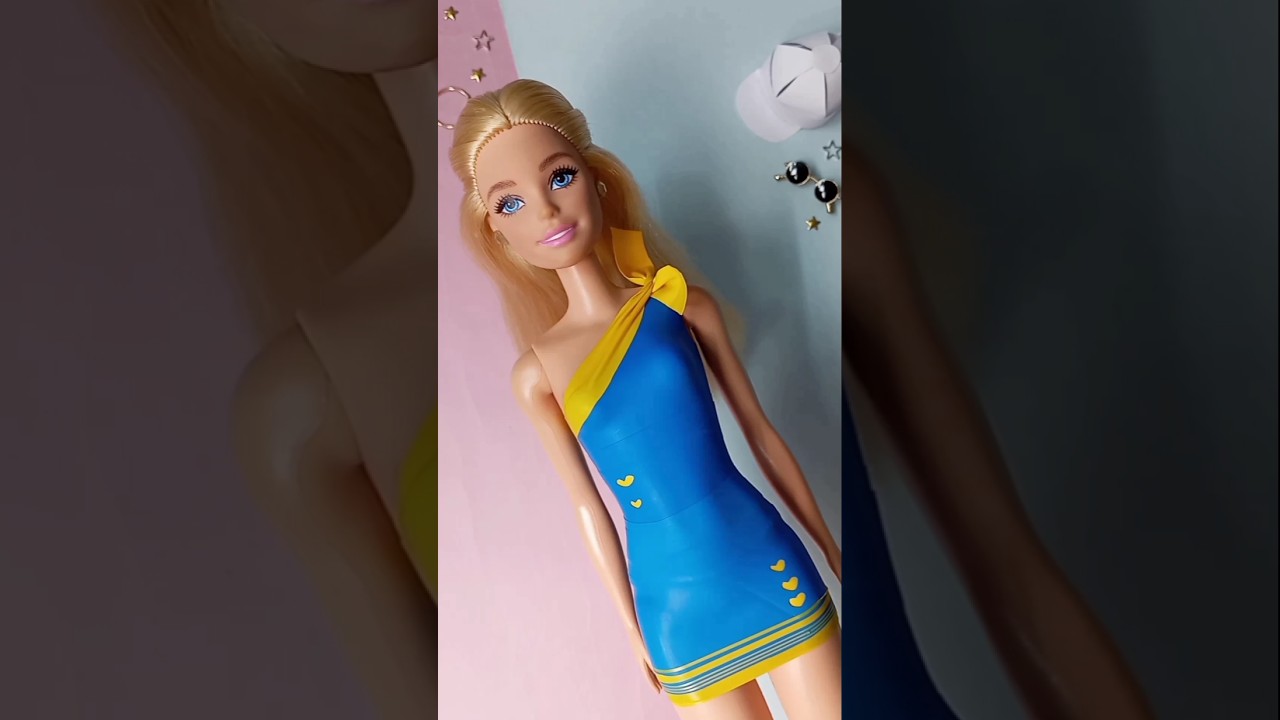 Barbie dress like flag Day 24: 🇸🇪 #shorts #barbie #youtubeshorts #diy #viral #creative #sweden