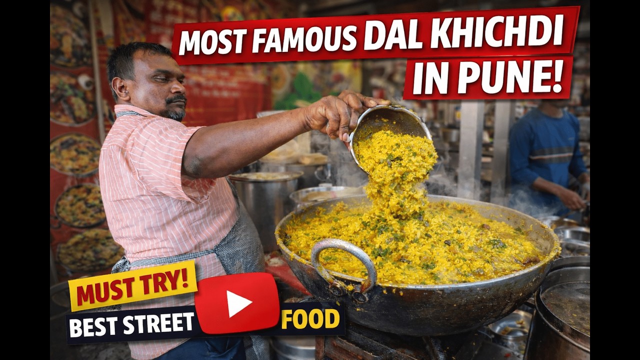 Pune’s Most Famous Dal Khichdi 😍 | Massive Street Style Khichdi Making in Pune | Must Try!