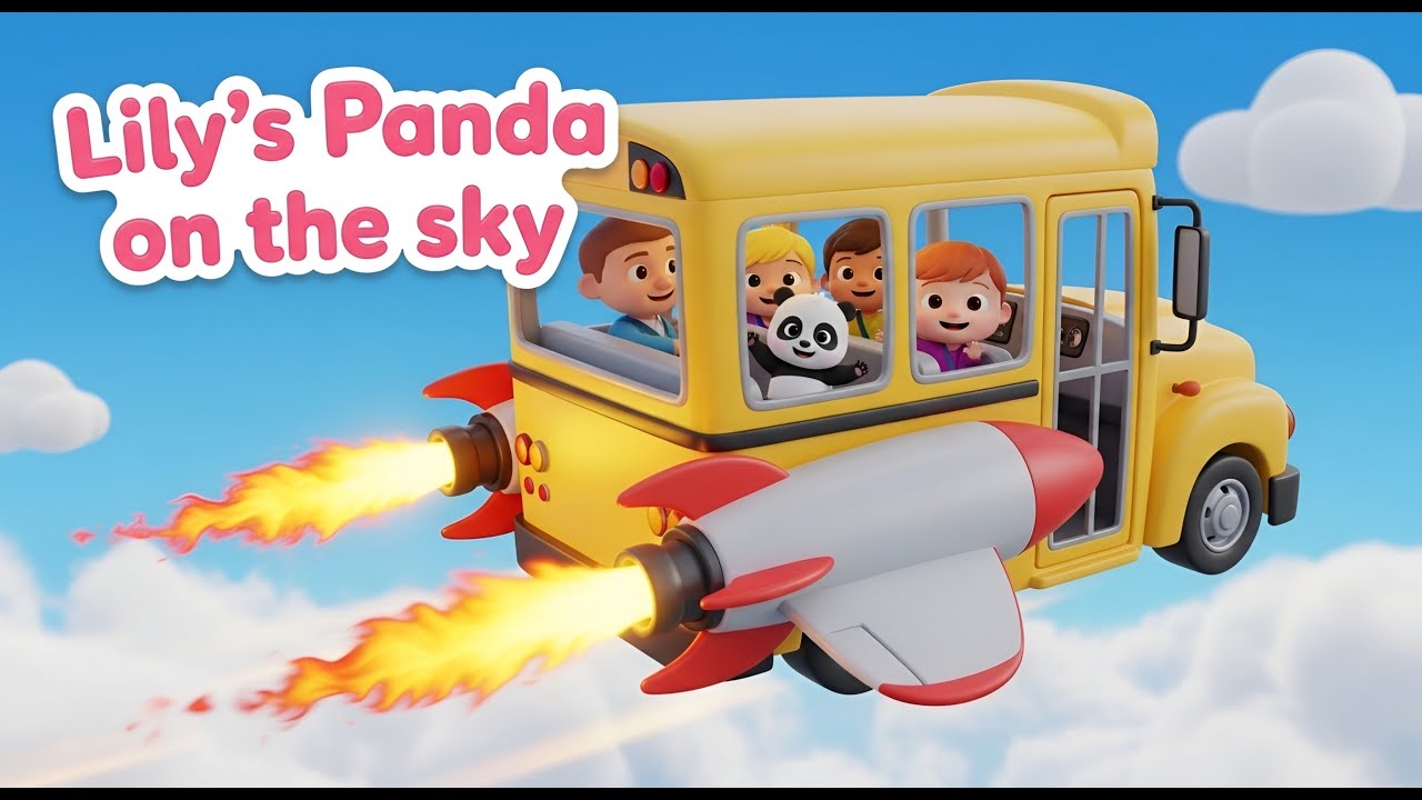 Wheel on the bus go round and round | Baby Panda & Kids |Flying in the Sky ✈️