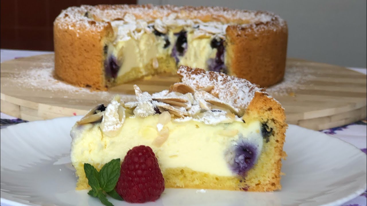 Prăjitura cu brânza și afine/Torta alla ricotta e mirtilli