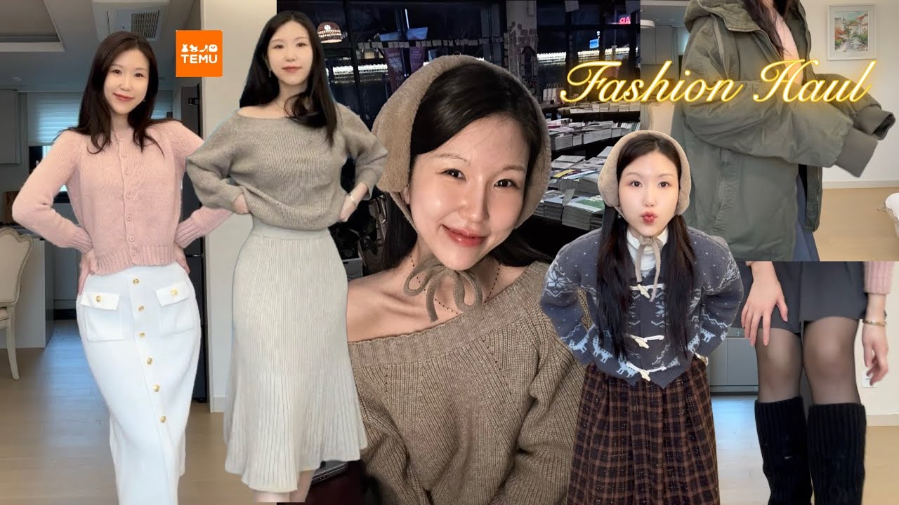 테무에서 겨울옷 이렇게 많이 사도 되나&hellip; 30만원 쇼핑후기☃️ 앞머리 가발, 겨울코디 맛집!! 니트, 외투, 자켓, 롱치마, 귀마개, 머리끈, 남편 잠옷, 조깅팬츠